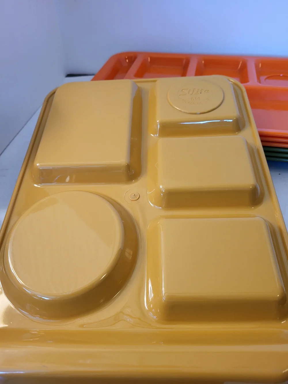 Lot Of 8 1970s SiLite #614 Cafeteria Trays Orange/Gold/Avocado